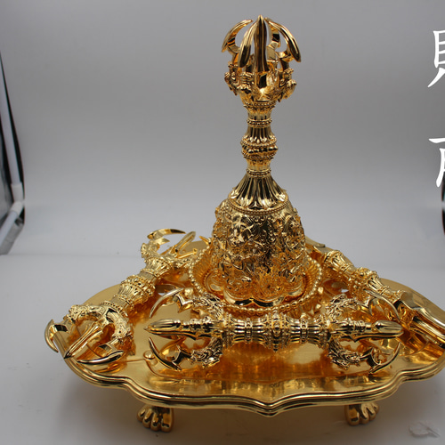 極上☆チベット法器 四大明王セット 鐘 金剛盤 独鈷杵 三鈷杵 極上☆チベット法器 四大明王セット 鐘 金剛盤 独鈷杵 三鈷杵