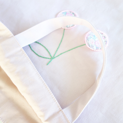 レッスンバッグ ピンク さくらんぼ 刺繍 リバティ チェリー 女の子