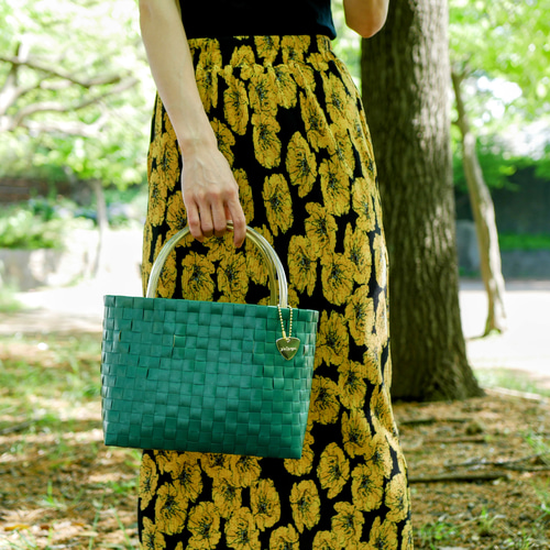 ピーコックグリーン×ベージュハンドルM 2WAYプラカゴバッグ プラカゴ