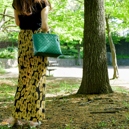 ピーコックグリーン×ベージュハンドルM 2WAYプラカゴバッグ プラカゴ