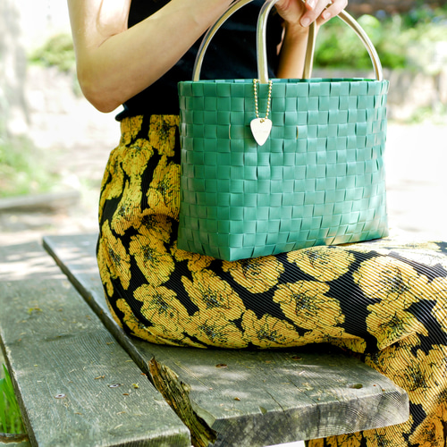 ピーコックグリーン×ベージュハンドルM 2WAYプラカゴバッグ プラカゴ