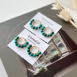 No.193   大人気✨天然石 ターコイズ フープピアス 5枚目の画像