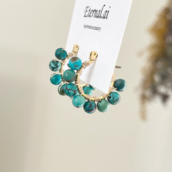 No.193   大人気✨天然石 ターコイズ フープピアス 8枚目の画像