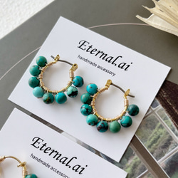 No.193   大人気✨天然石 ターコイズ フープピアス 3枚目の画像