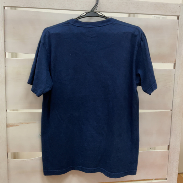 父の日　藍染Tシャツ　メンズ半袖（ひし形模様）ストライプ　型板挟み染め　サイズ展開豊富　XS～XXXL 藍染め 2枚目の画像