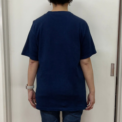 父の日　藍染Tシャツ　メンズ半袖（ひし形模様）ストライプ　型板挟み染め　サイズ展開豊富　XS～XXXL 藍染め 5枚目の画像