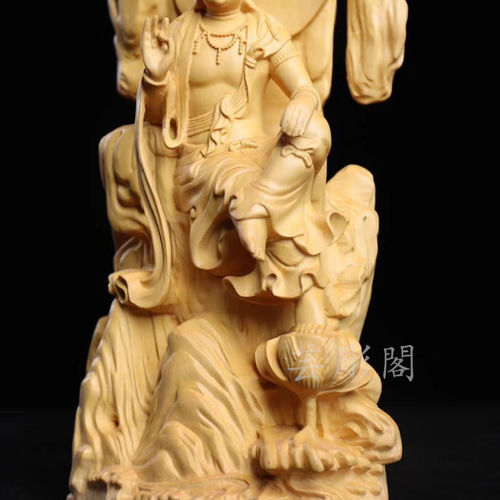 仏教美術　木彫　観音像　仏像　置物　重さ約10.3㎏　N　R5098C 仏教美術 木彫 観音像 仏像 置物 重さ約10.3㎏ N R5098C