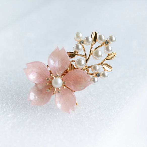 ポニーフックOR帯留め 桜とパールの枝 ポニーフック・ヘアカフス JOS