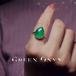 新作 ☆『 Green Onyx』☆の世界でひとつの天然石リングsilver925 + ロジウムコーティング 8枚目の画像