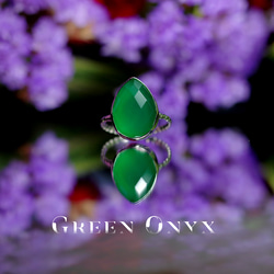 新作 ☆『 Green Onyx』☆の世界でひとつの天然石リングsilver925 + ロジウムコーティング 6枚目の画像