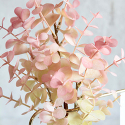 【ピンクユーカリ造花set】花瓶付きゴールドワイヤーフォトスタンド 4枚目の画像