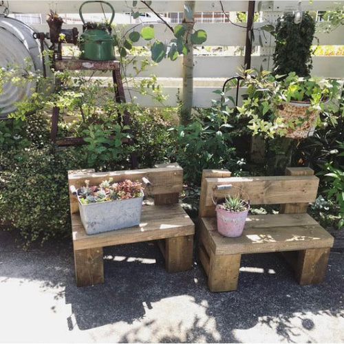 木製 ミニベンチ 花台 ガーデニング フラワースタンド ベンチ