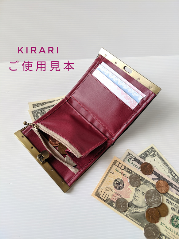 お札が折らずに入る♬直線口金ミニ財布　ダルメシアン柄ハラコ本革×ライトラベンダー色本革 5枚目の画像