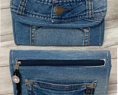 デニムリメイク　ウォレット デニム 長財布 ロングウォレット ベルト−A 財布 リメイク