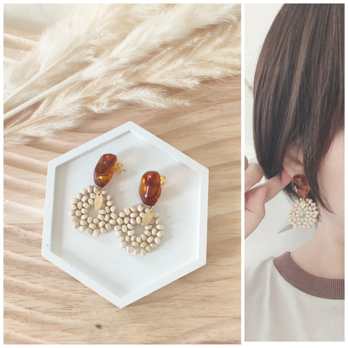 Mugiwara ウッド ウッドアクセサリー ピアス イヤリング 夏 夏  