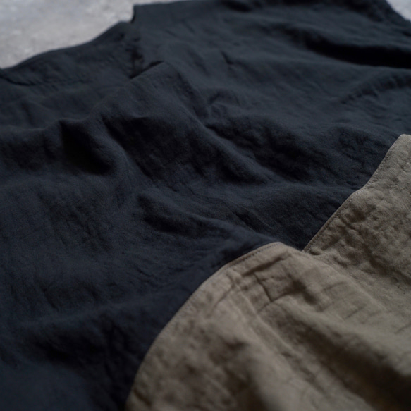 ゆったりガーゼTシャツ/ツートンブラック/知多木綿 ダブルガーゼ 7枚目の画像