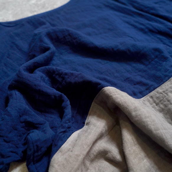 寬鬆紗布T卹/雙色藍/赤塔棉雙層紗布 第8張的照片