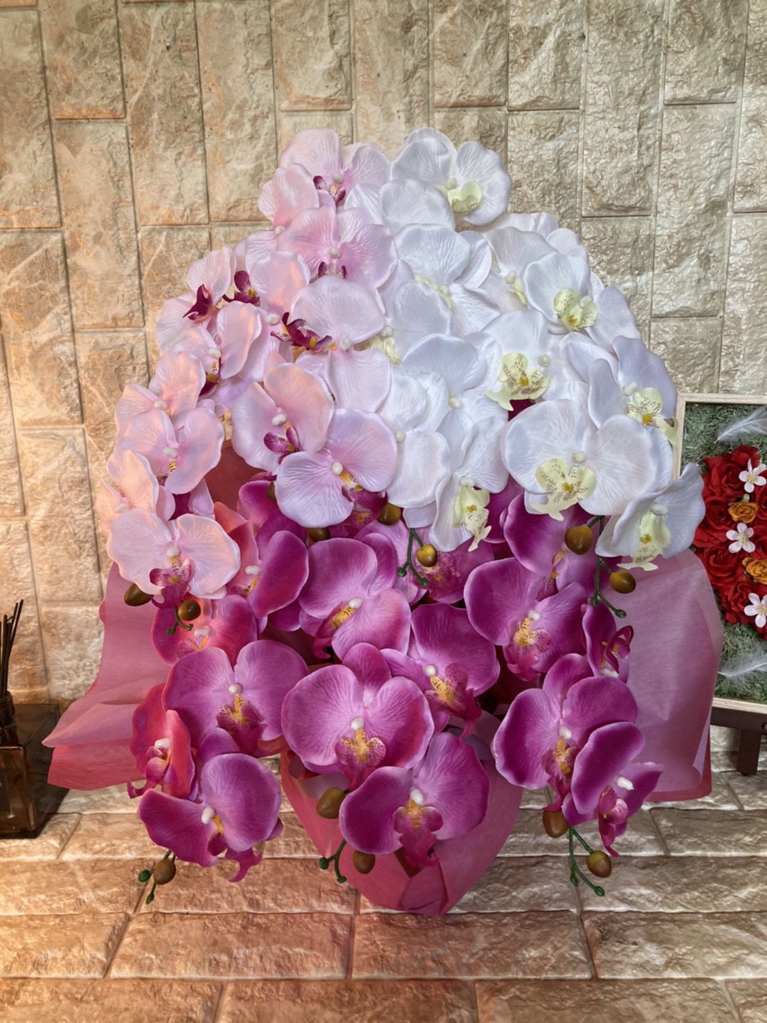 光触媒　人工観葉植物　ウォールグリーン　フェイク　フラワー　胡蝶蘭3色6645