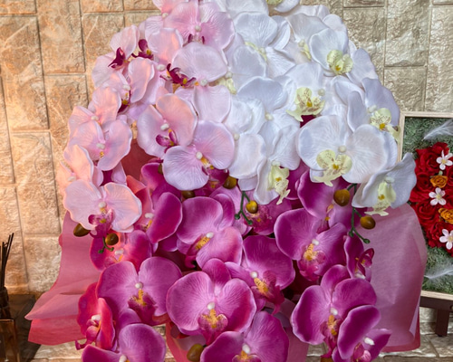 光触媒 人工観葉植物 ウォールグリーン フェイク フラワー 胡蝶蘭3色