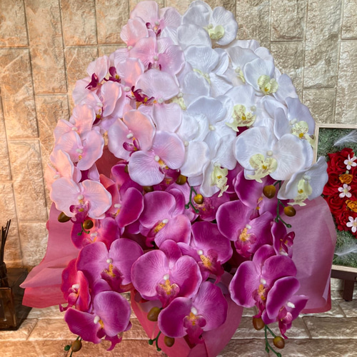 光触媒 人工観葉植物 ウォールグリーン フェイク フラワー 胡蝶蘭3色