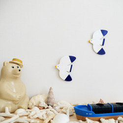 北欧マリン　鳥の壁掛け　壁飾り【空飛ぶかもめさん】ウォールデコ 2枚目の画像