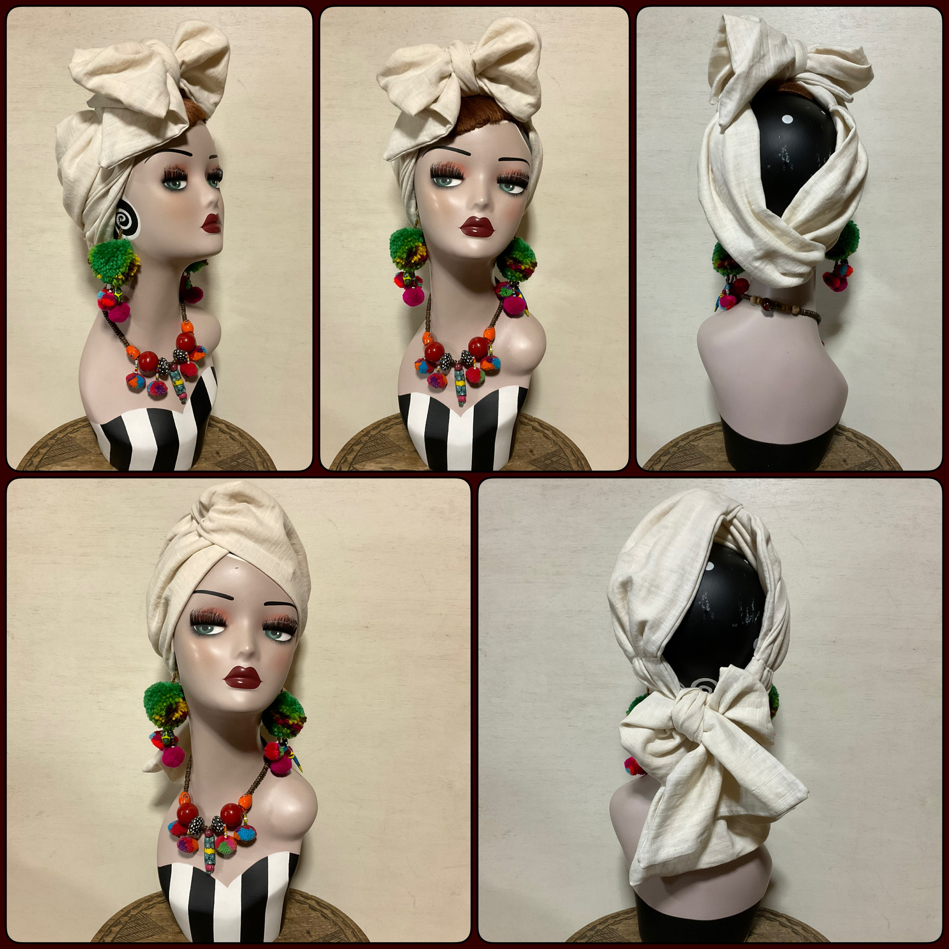 新作　2way BSTCターバン　ブラジャースカーフターバンキャップ　ミルク　オフホワイト