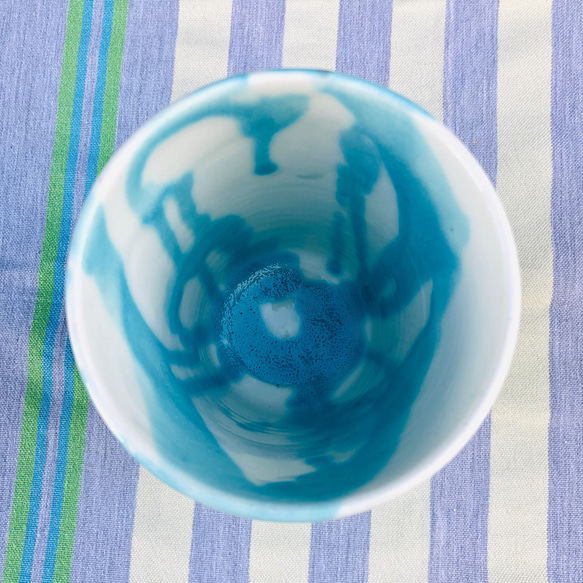 スムージーカップ　たっぷりサイズのカップ　ホワイト＆アクアブルーがさわやかに　SCWT 3枚目の画像