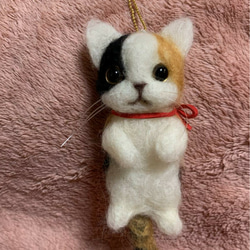 【注文製作】羊毛フェルトハンドメイド三毛猫ちゃん 3枚目の画像