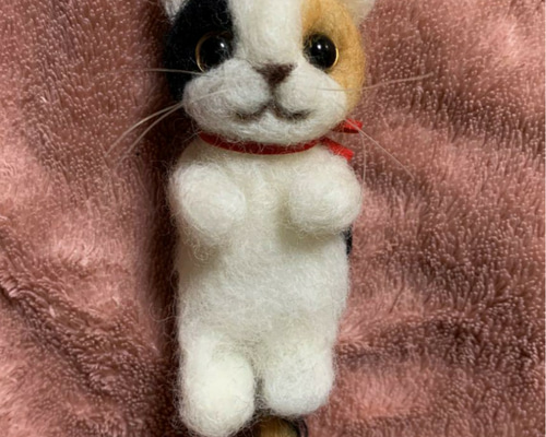 注文製作】羊毛フェルトハンドメイド三毛猫ちゃん 羊毛フェルト