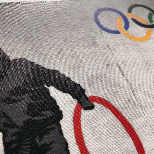 CBS0120-バンクシー Banksy キャンバスアート オリンピックリング