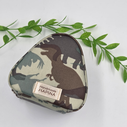 おにぎりポーチ おにぎりケース 保温保冷 カモフラ恐竜 シルエット恐竜