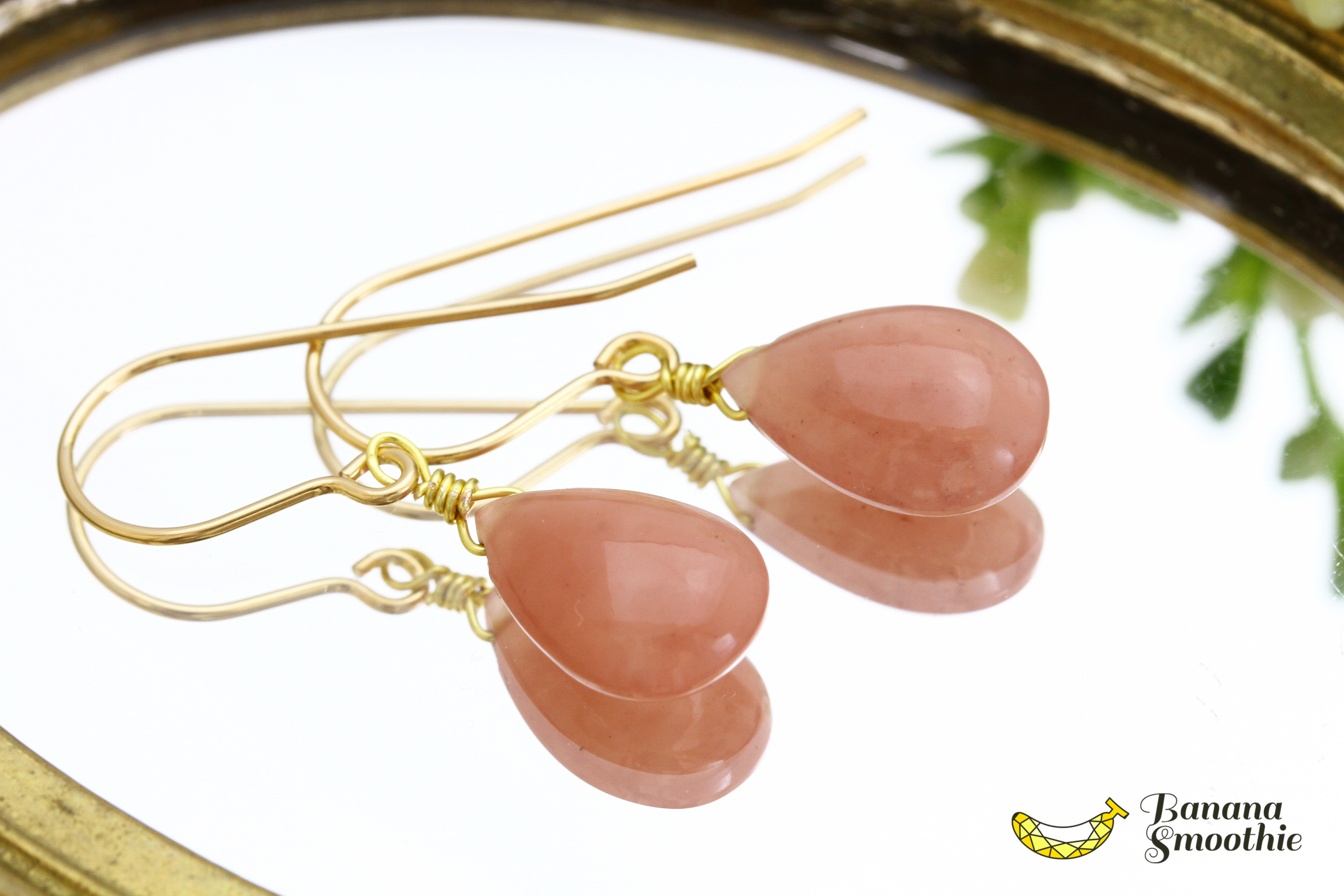 シンプルで鮮やかピンクに包まれて グァバクォーツ シンプル 14kgfピアス 14kgf