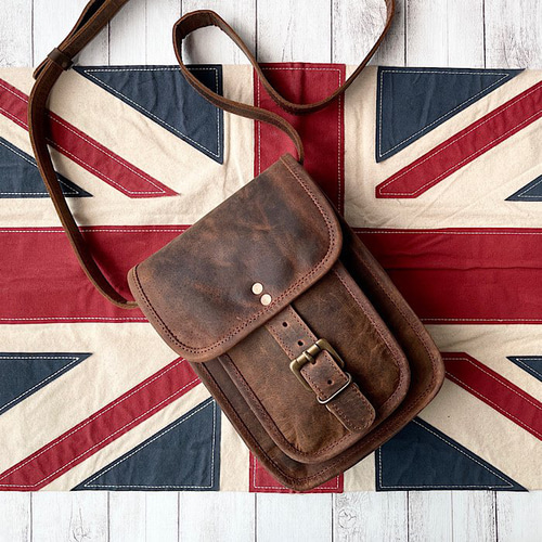 インテリア　オブジェ　鞄　カバン　アンティーク　昭和レトロ　革製旅行カバン 英国デザイン本革かばんKYOTOトラベラーⅨ-Buf ショルダーバッグ