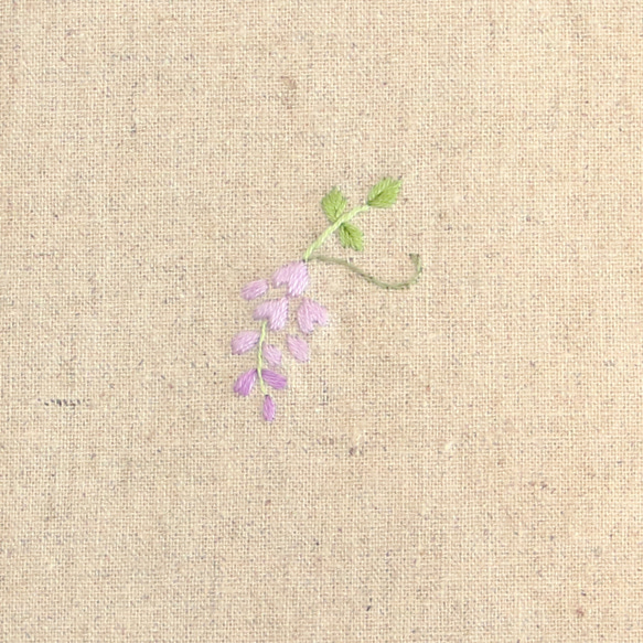 ブックカバー　手刺繍　藤の花　文庫本/新書判/四六判ソフト 5枚目の画像