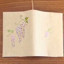 ブックカバー　手刺繍　藤の花　文庫本/新書判/四六判ソフト 3枚目の画像