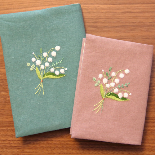 ブックカバー 手刺繍 藤の花 文庫本/新書判/四六判ソフト ブック
