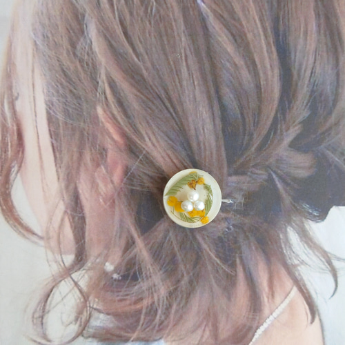 ポニーフック】髪に飾るミモザ3(ヘアアクセサリー) ミルキー ポニー 