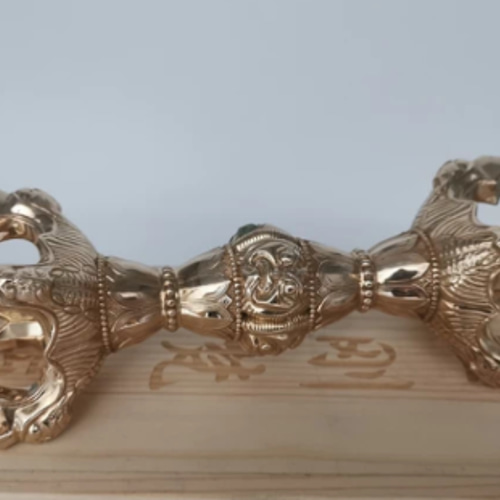 密教法器 真言宗 鬼面五鈷金剛杵(金鋼界)法具 真鍮製 vajra 密教法器 真言宗 鬼面五鈷金剛杵(金鋼界)法具 真鍮製 vajra