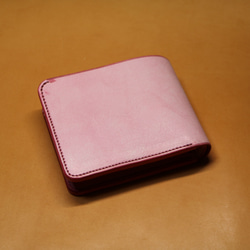 【インポケット二つ折り財布】アラスカレザー ピンク ED-014 1枚目の画像