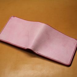 【インポケット二つ折り財布】アラスカレザー ピンク ED-014 3枚目の画像