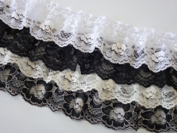 幅4.5㎝×1m/3色/13992/花柄/45mm/ラッセルレース/フリル/手芸 レース