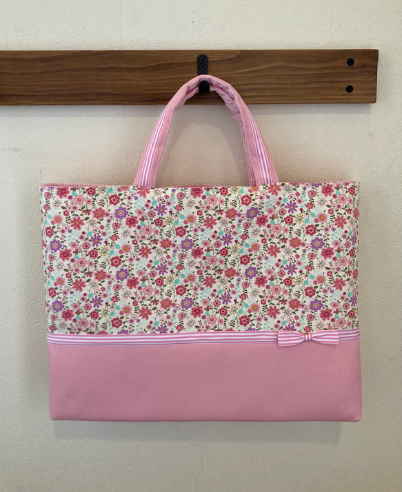 M様オーダー品》花柄×ふんわりさくら色♡ボーダーリボンレッスン