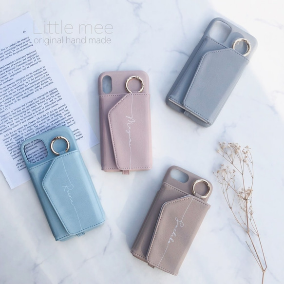 全機種対応 名入れ無料♡ｼｮﾙﾀﾞｰ ﾐﾗｰ カード入れ付 スマホケース  背面カバー iPhone16pro 15他 3枚目の画像