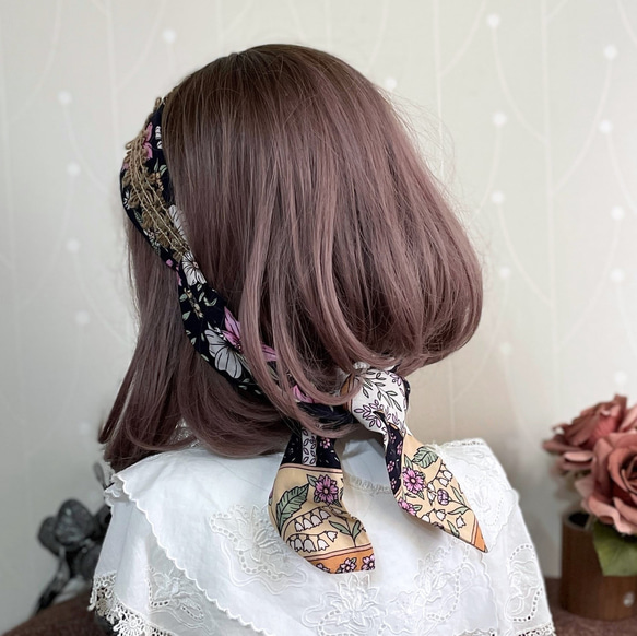 多目的ネクタイヘッドバンド/アルミワイヤーヘアバンドワイドヘッドバンドマスク減圧ヘアアクセサリー結び目クロスボウ 1枚目の画像