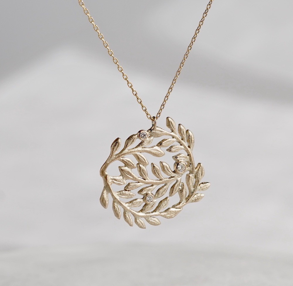 Foliage circle necklace [P091K10]