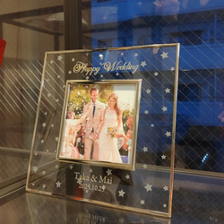 【結婚祝・ウェディング】☆Twinkle Star☆スクエアガラスのフォトフレーム-人気のゴールドフレーム-2022冬婚 2枚目の画像