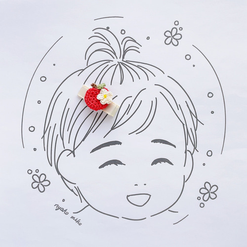 小さめりんご♡ベビーヘアクリップ  ヘアゴム Baby Deer Clips ベビー キッズ 赤ちゃん ヘアピン ヘアクリップ