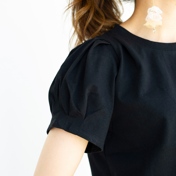 【えらべるペアTシャツ】咲き編みの輪×パフスリーブTシャツ 9枚目の画像