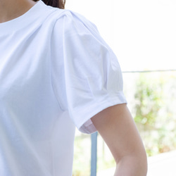 【えらべるペアTシャツ】咲き編みの輪×パフスリーブTシャツ 11枚目の画像
