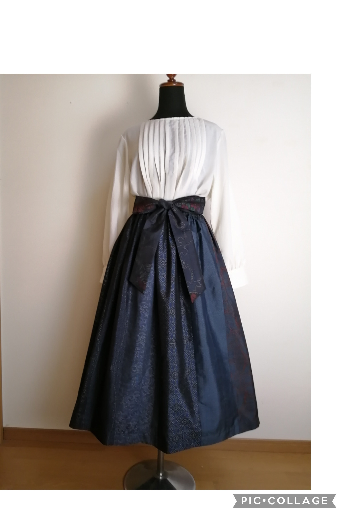 着物リメイク　ギャザースカート　ハンドメイド